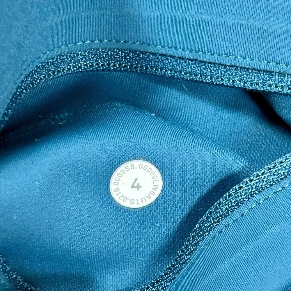 Lululemon Womens Speed Limit Leggings Size 4 Bermuda Teal Striped Length Altered - Picture 9 of 10